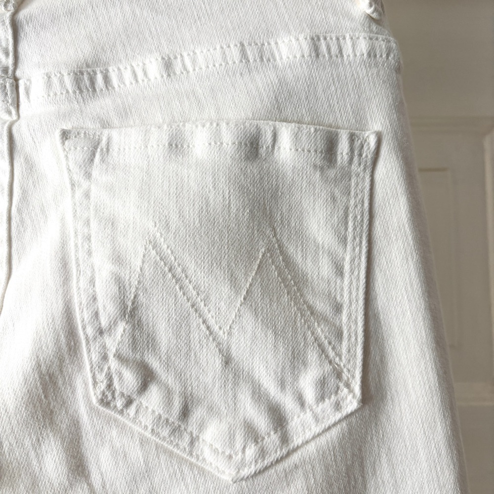 MOTHER The Insider Crop Step Fray White Jeans In Fairest Of Them All Size 24 - Picture 12 of 16